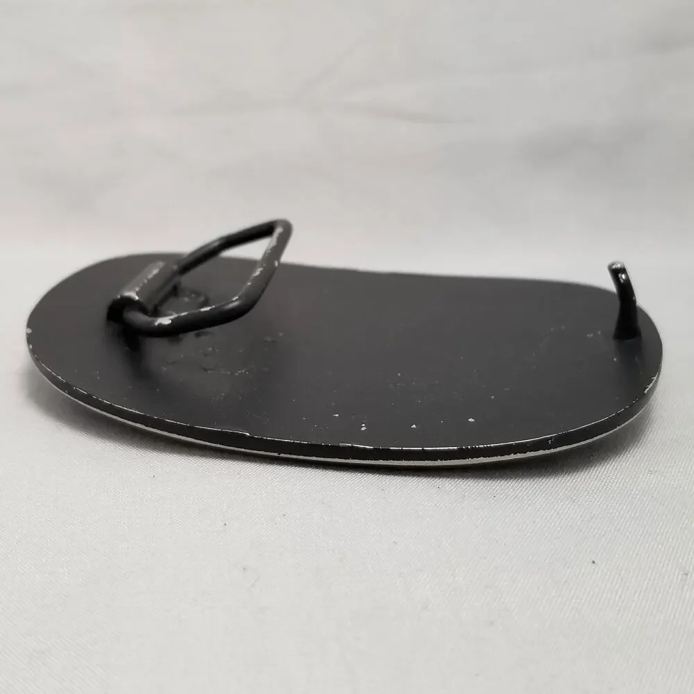 Belt Buckle Brown Leather On Metal Swirly Design Art Deco Minimalist Modern Gift